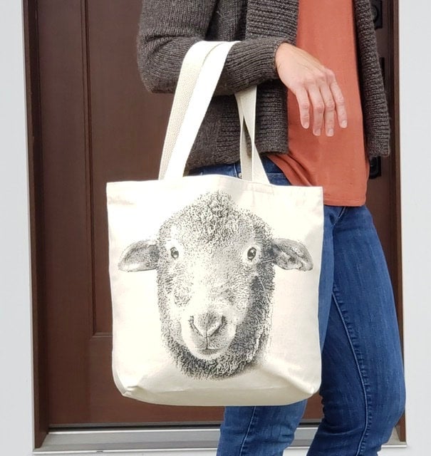 Pink Sheep Folding Tote Bag - Sealed with a Kiss